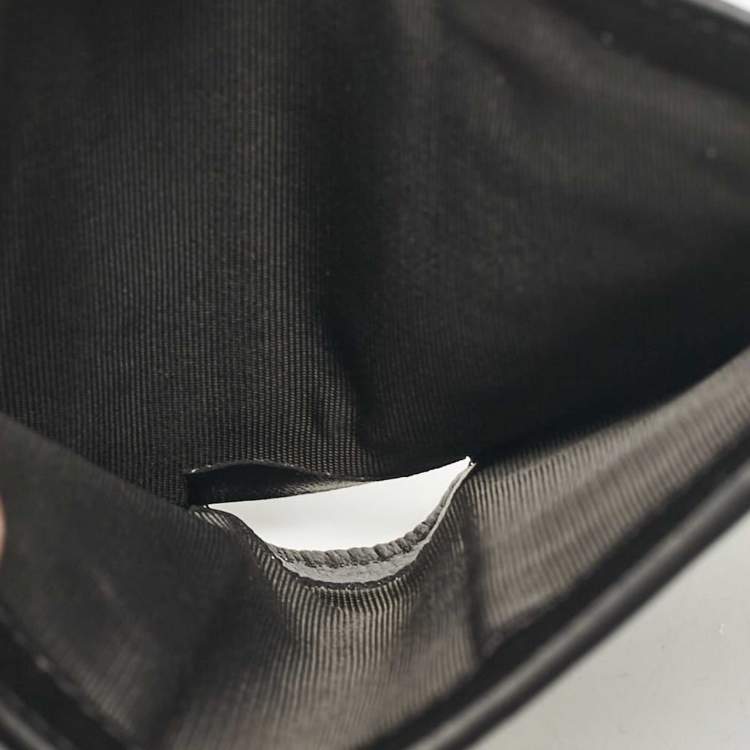 Pre Owned Valentino Black Leather Logo Flap Card Case