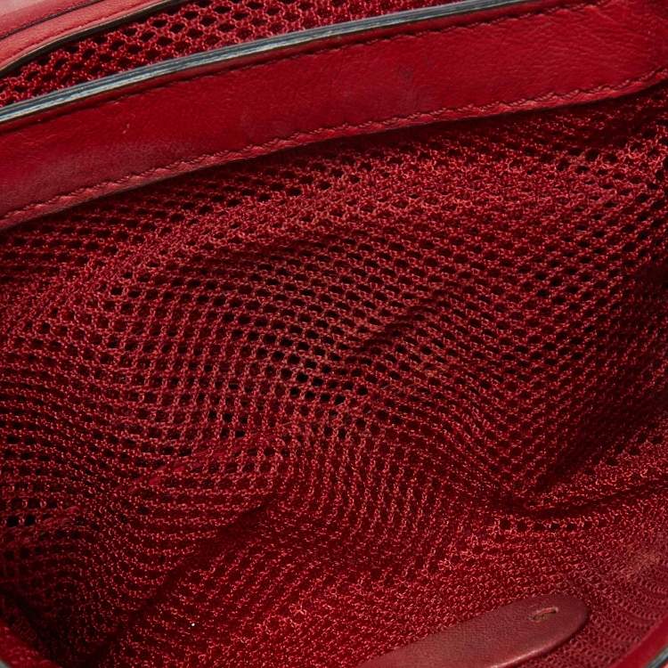 Pre Owned Valentino Red Leather and Lace Va Va Voom Chain Crossbody Bag