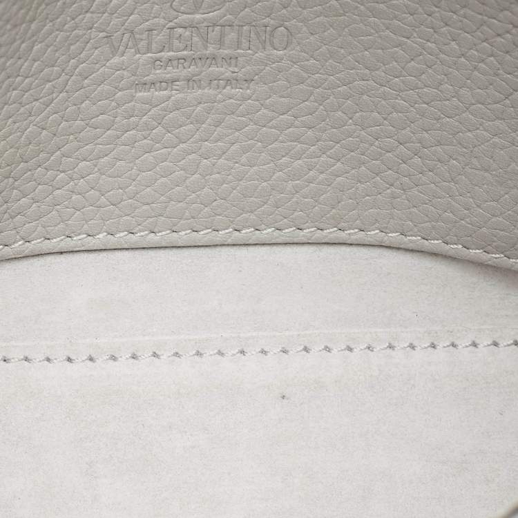 Pre Owned Valentino Grey Leather Rockstud Flap Crossbody Bag