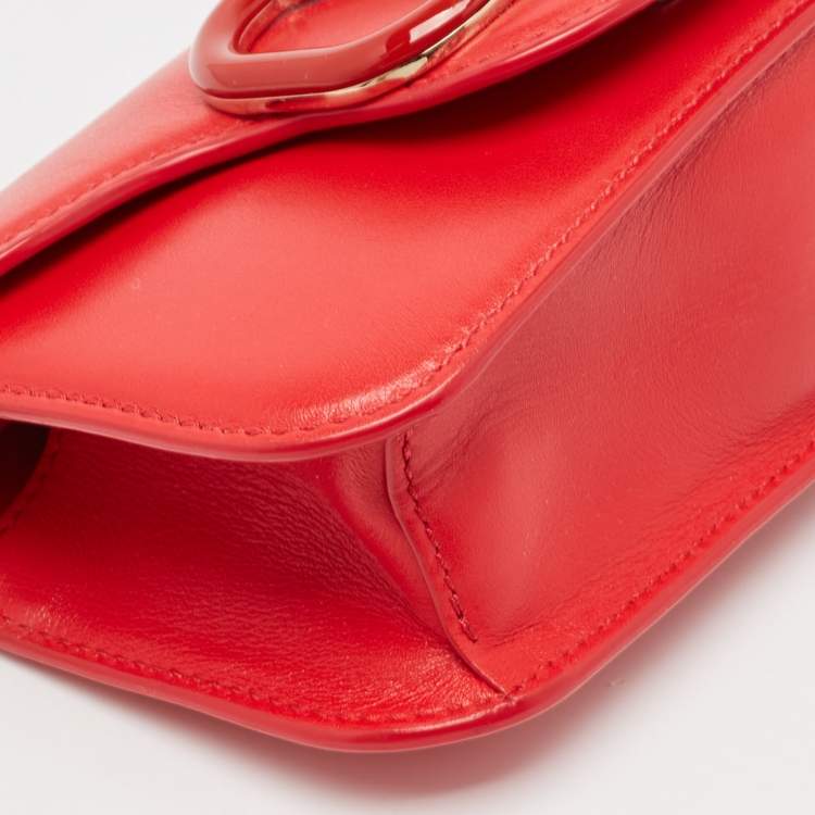 Pre Owned Valentino Red Leather VLogo Wristlet Clutch