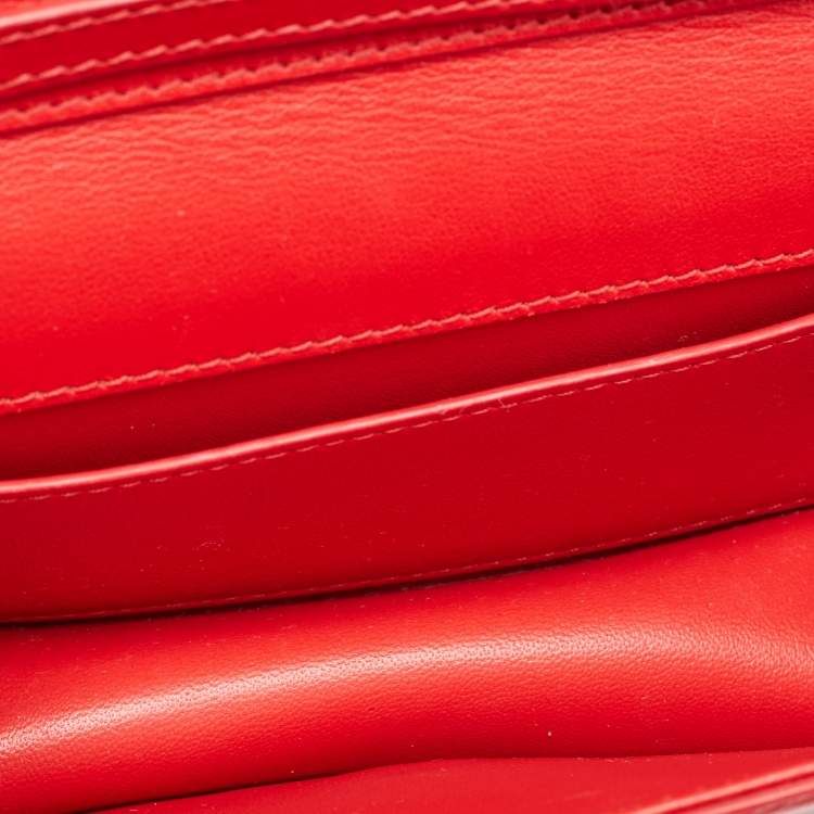 Pre Owned Valentino Red Leather VLogo Wristlet Clutch