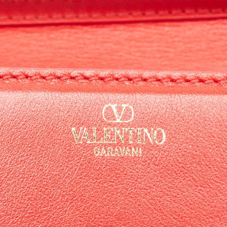 Pre Owned Valentino Red Leather VLogo Wristlet Clutch