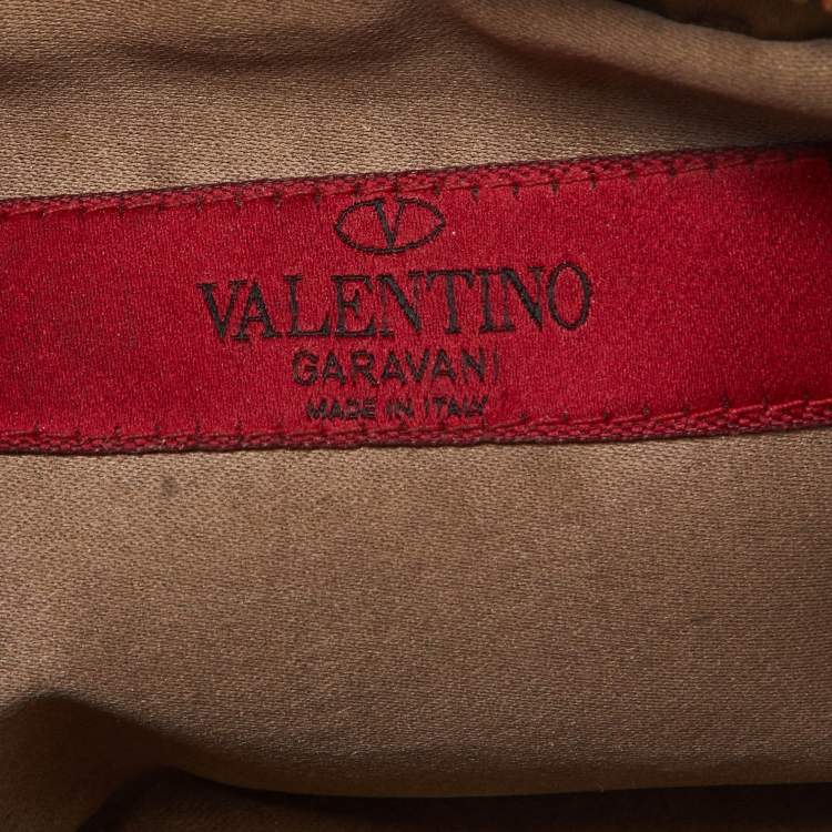 Pre Owned Valentino Beige Leather Rockstud Double Pouch Wallet