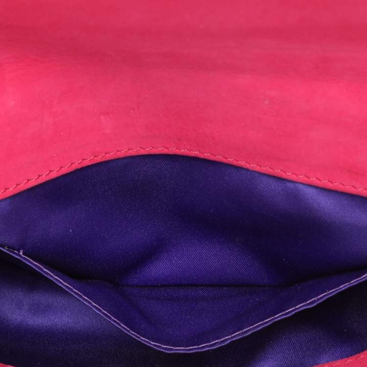 Pre Owned Valentino Pink Patent Leather Bow Chain Clutch