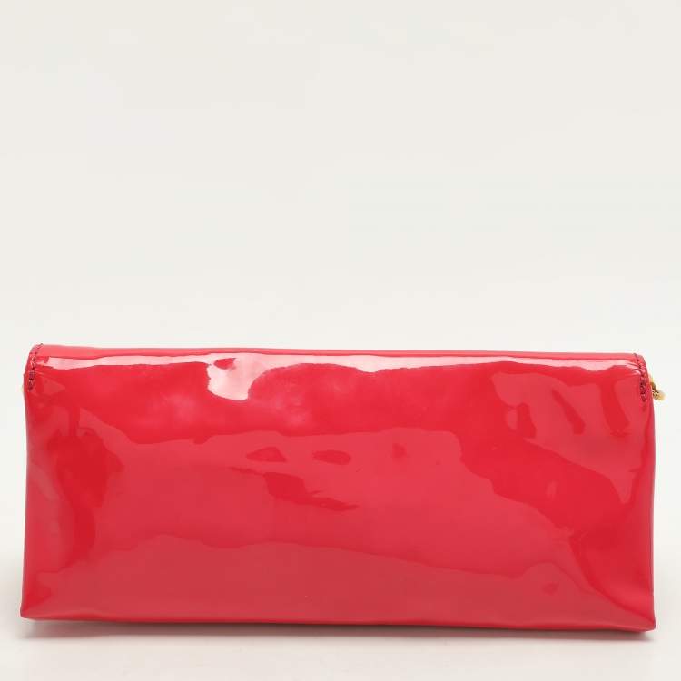 Pre Owned Valentino Pink Patent Leather Bow Chain Clutch
