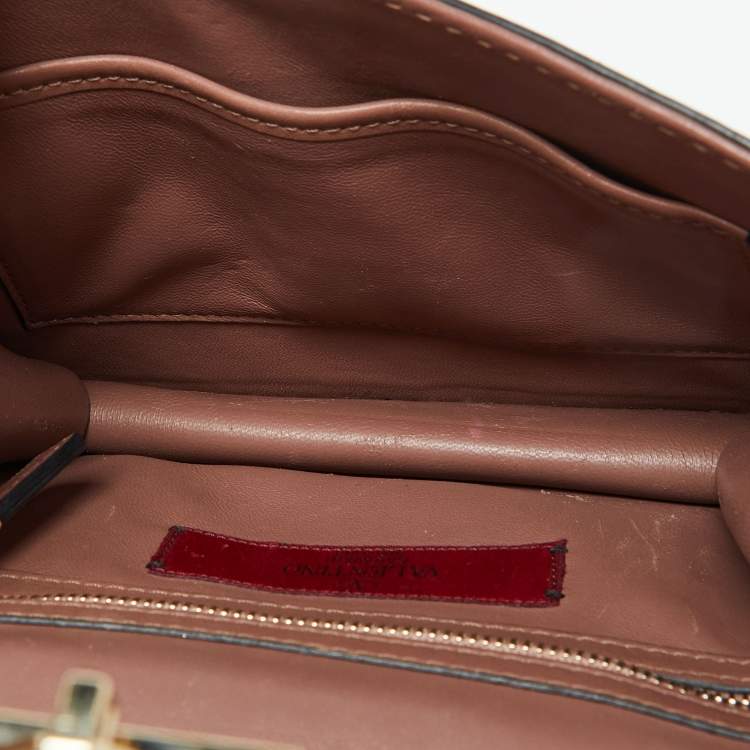 Pre Owned Valentino Multicolor Leather Crystal Embellished Small Glam Lock Shoulder Bag