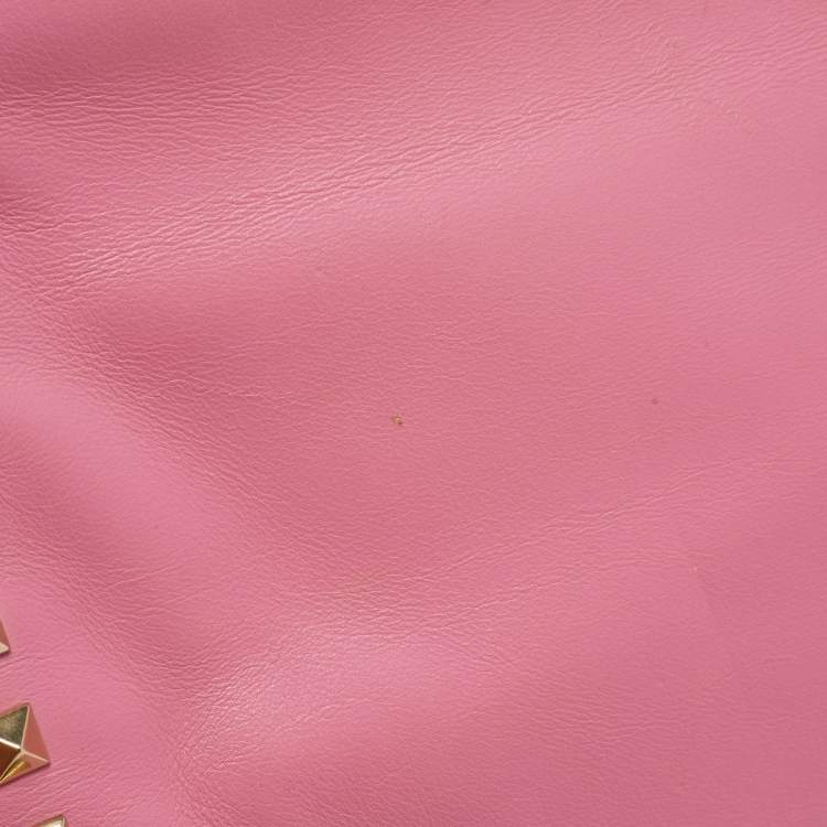 Pre Owned Valentino Pink Leather Medium Rockstud Trapeze Tote