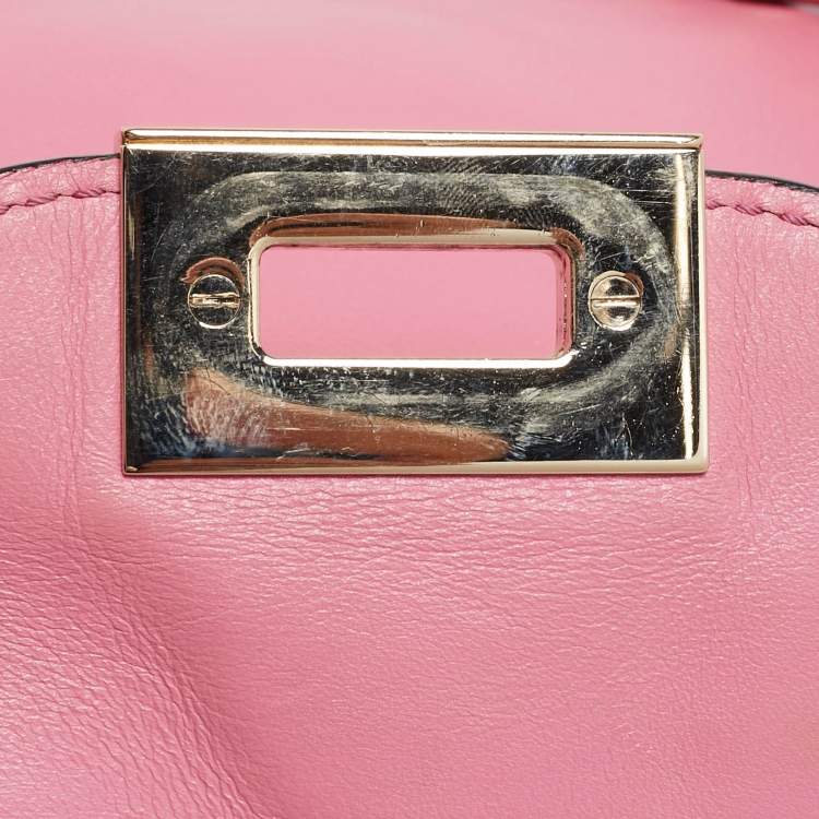 Pre Owned Valentino Pink Leather Medium Rockstud Trapeze Tote