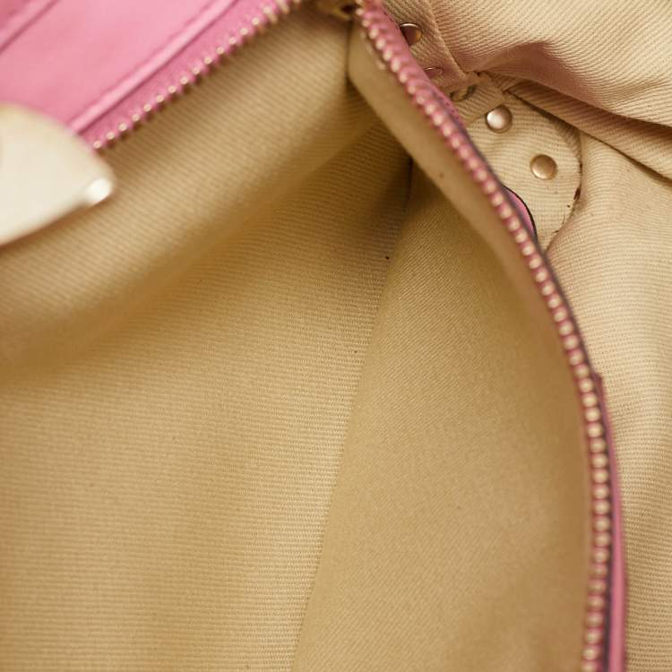 Pre Owned Valentino Pink Leather Medium Rockstud Trapeze Tote