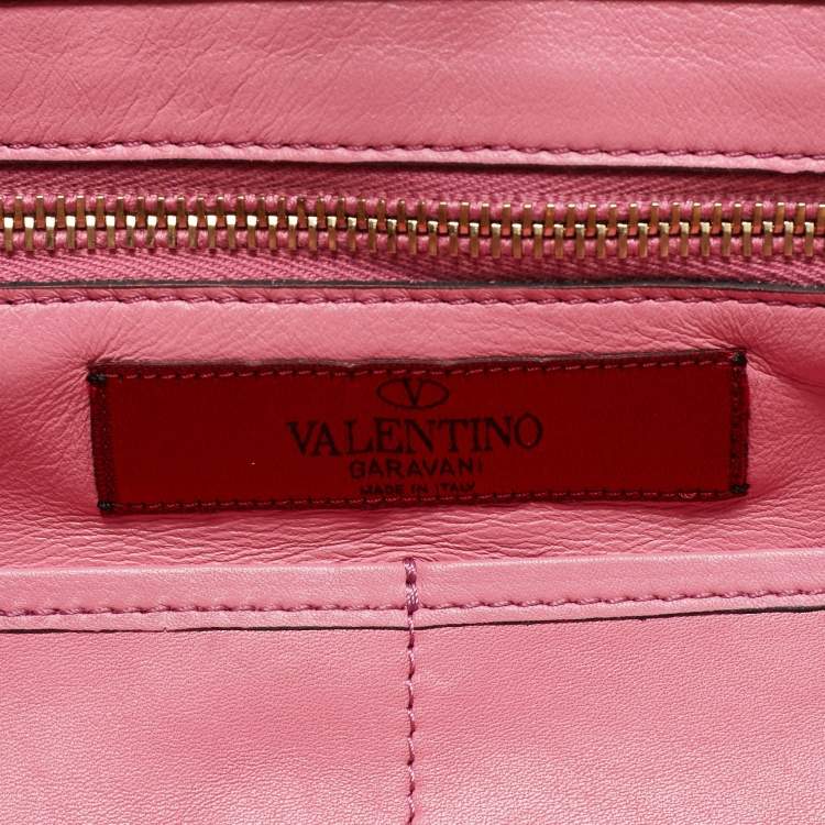Pre Owned Valentino Pink Leather Medium Rockstud Trapeze Tote