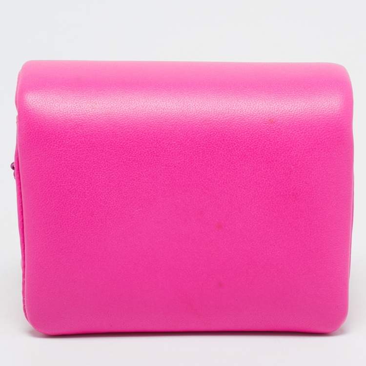 Pre Owned Valentino Fuchsia Pink Leather Micro One Stud Chain Bag