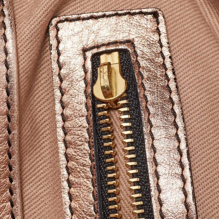 Pre Owned Valentino Metallic Rose Gold Leather Nuage Bow Hobo