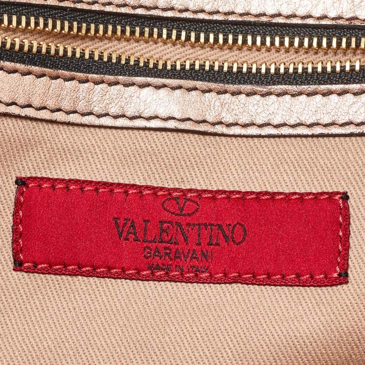 Pre Owned Valentino Metallic Rose Gold Leather Nuage Bow Hobo
