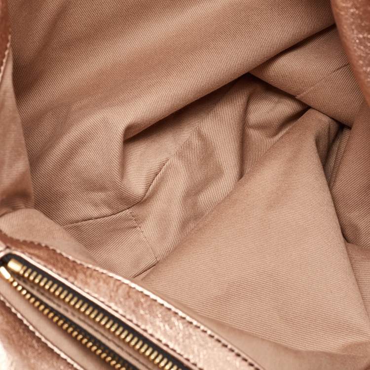 Pre Owned Valentino Metallic Rose Gold Leather Nuage Bow Hobo