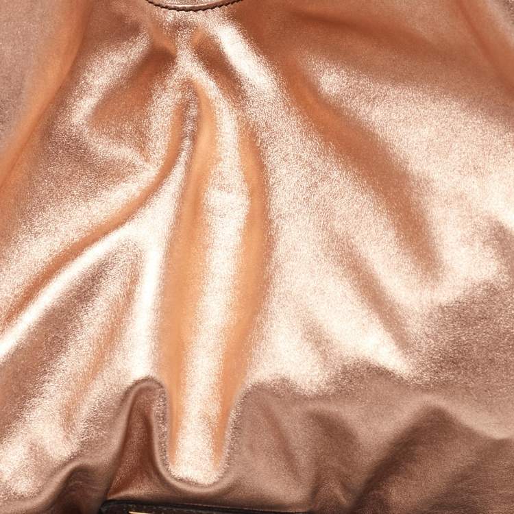 Pre Owned Valentino Metallic Rose Gold Leather Nuage Bow Hobo