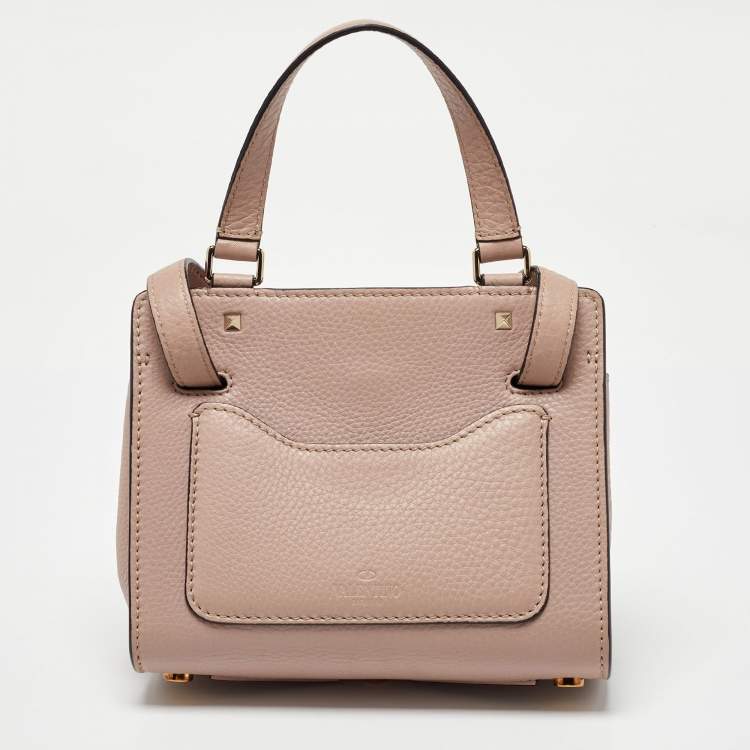 Pre Owned Valentino Dusty Pink Leather RockStud Small Joylock Top Handle Bag
