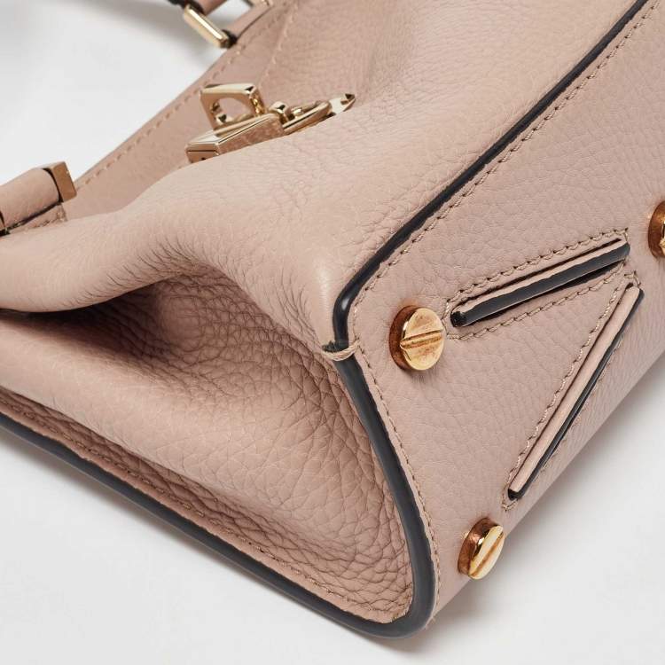Pre Owned Valentino Dusty Pink Leather RockStud Small Joylock Top Handle Bag