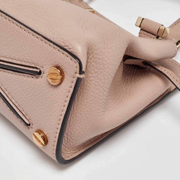 Pre Owned Valentino Dusty Pink Leather RockStud Small Joylock Top Handle Bag
