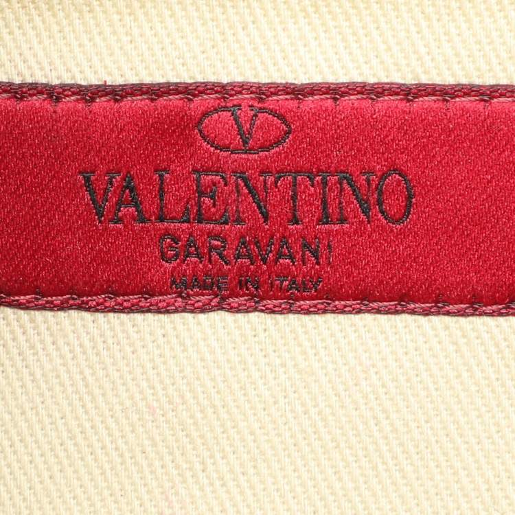 Pre Owned Valentino Beige Leather Small Rockstud Glam Lock Flap Bag