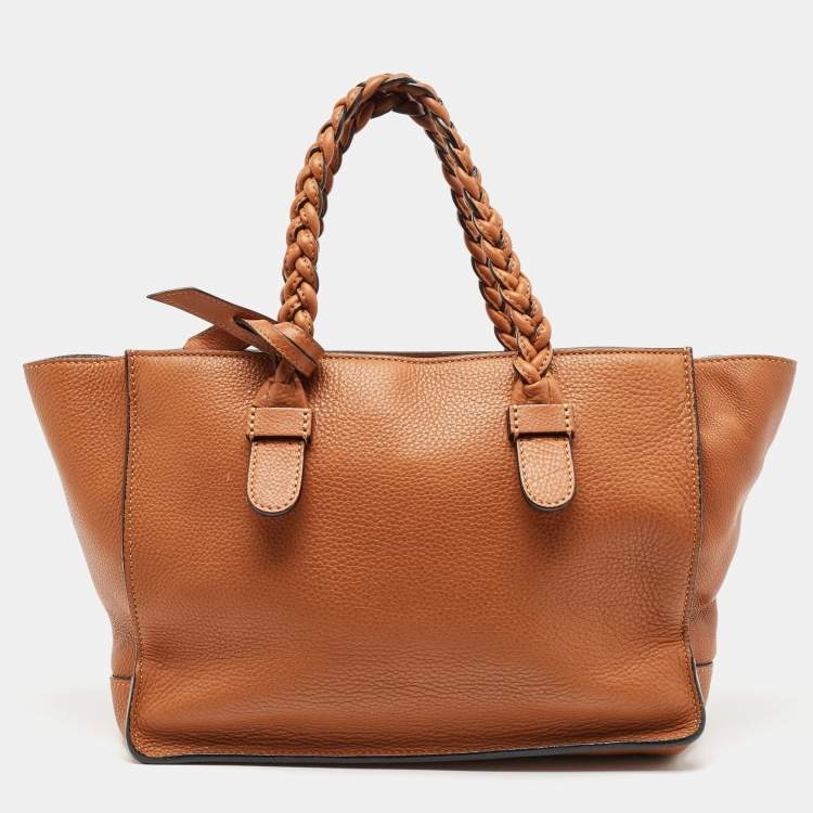 Pre Owned Valentino Brown Leather Braided Handle To Be Cool Tote
