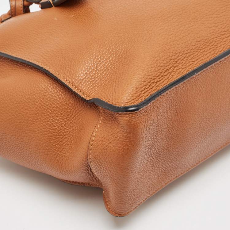 Pre Owned Valentino Brown Leather Braided Handle To Be Cool Tote