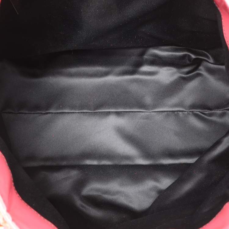 Pre Owned Valentino Multicolor Patent Leather and Satin Rose Applique Tote