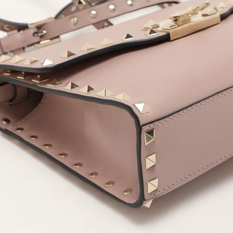 Pre Owned Valentino Beige Leather Rockstud Crossbody Bag