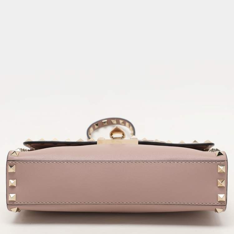 Pre Owned Valentino Beige Leather Rockstud Crossbody Bag