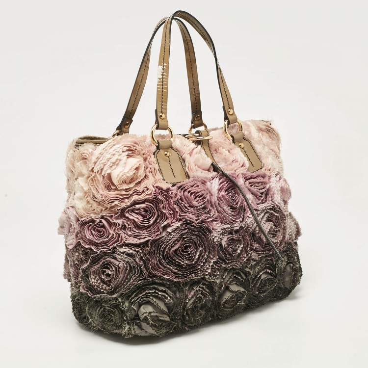 Pre Owned Valentino Multicolor Patent Leather and Satin Rosier Tote