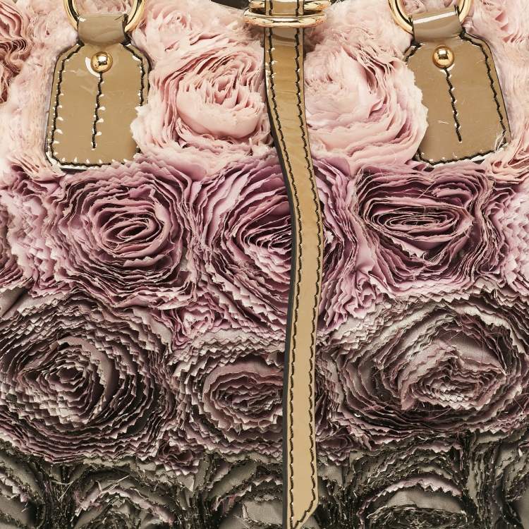 Pre Owned Valentino Multicolor Patent Leather and Satin Rosier Tote