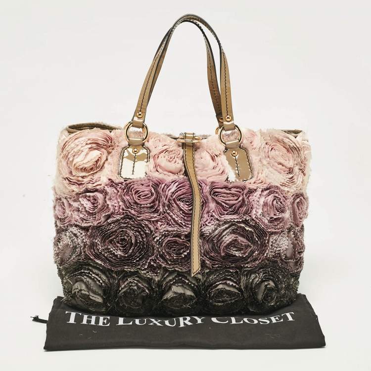 Pre Owned Valentino Multicolor Patent Leather and Satin Rosier Tote