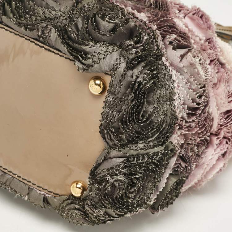 Pre Owned Valentino Multicolor Patent Leather and Satin Rosier Tote