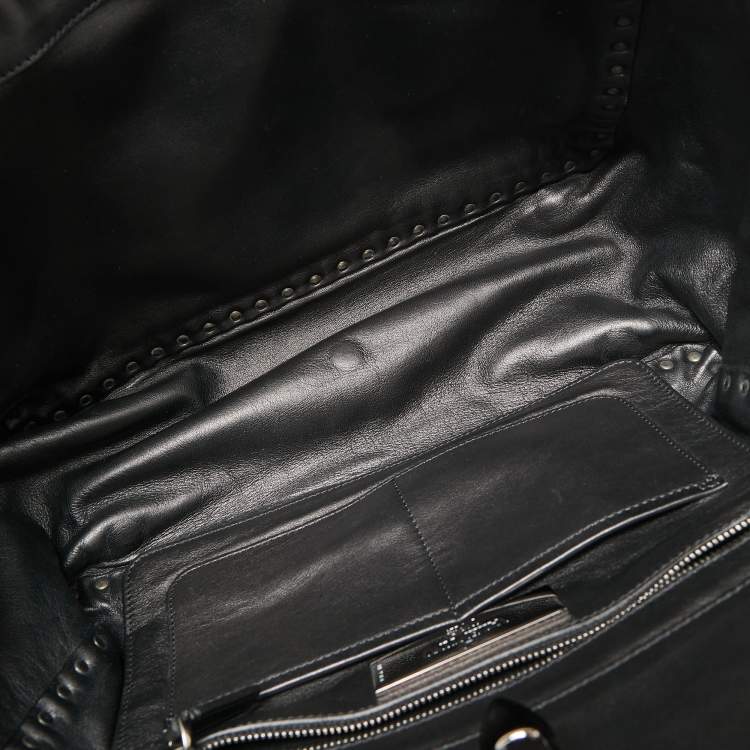 Pre Owned Valentino Black Leather Medium Rockstud Trapeze Tote