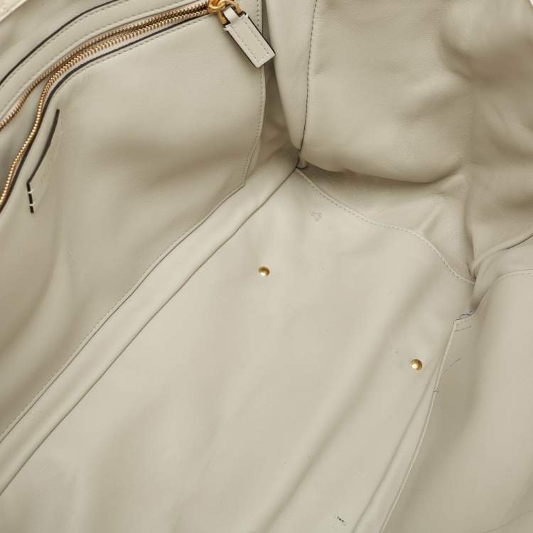 Pre Owned Valentino Off White Leather Roman Stud Shopper Tote