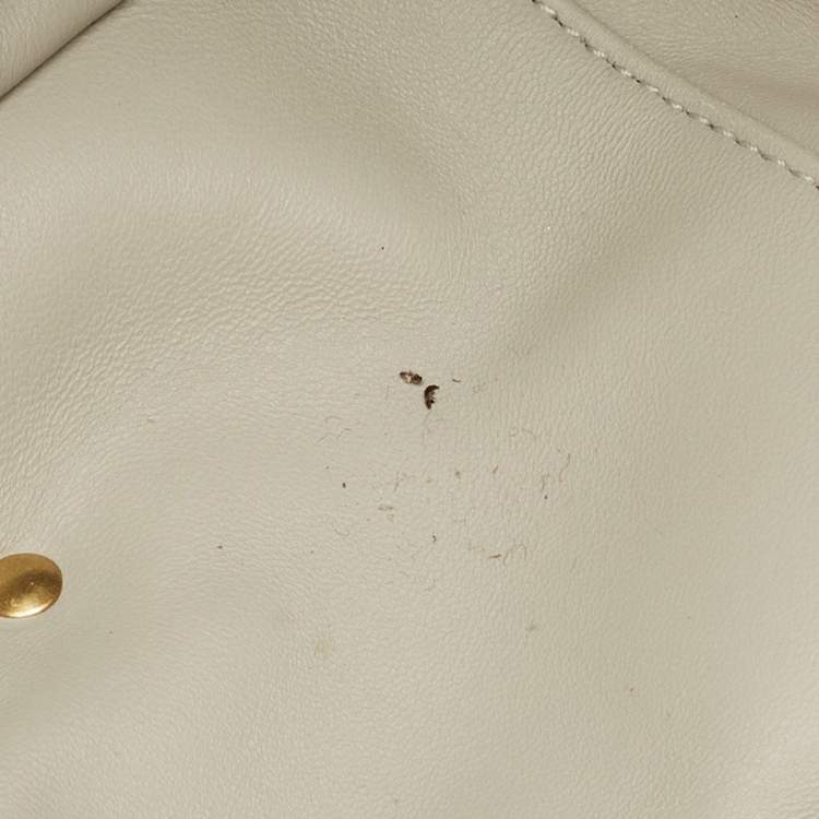 Pre Owned Valentino Off White Leather Roman Stud Shopper Tote