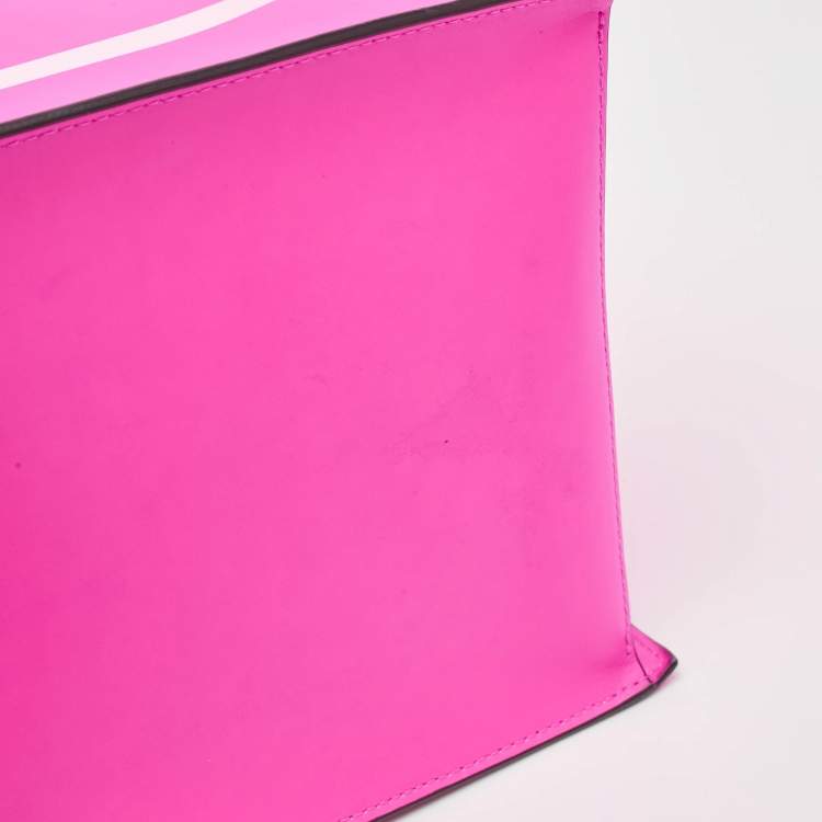 مملوكة مسبقًا Valentino Pink/White Leather VLogo Shopper Tote