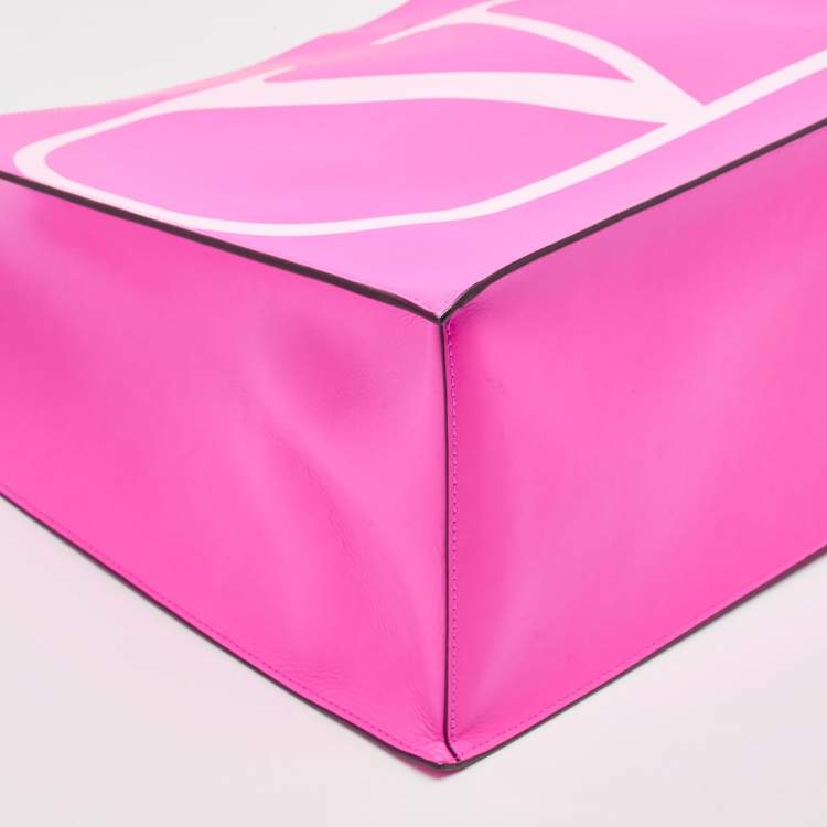 مملوكة مسبقًا Valentino Pink/White Leather VLogo Shopper Tote