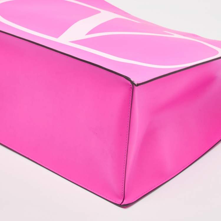 مملوكة مسبقًا Valentino Pink/White Leather VLogo Shopper Tote
