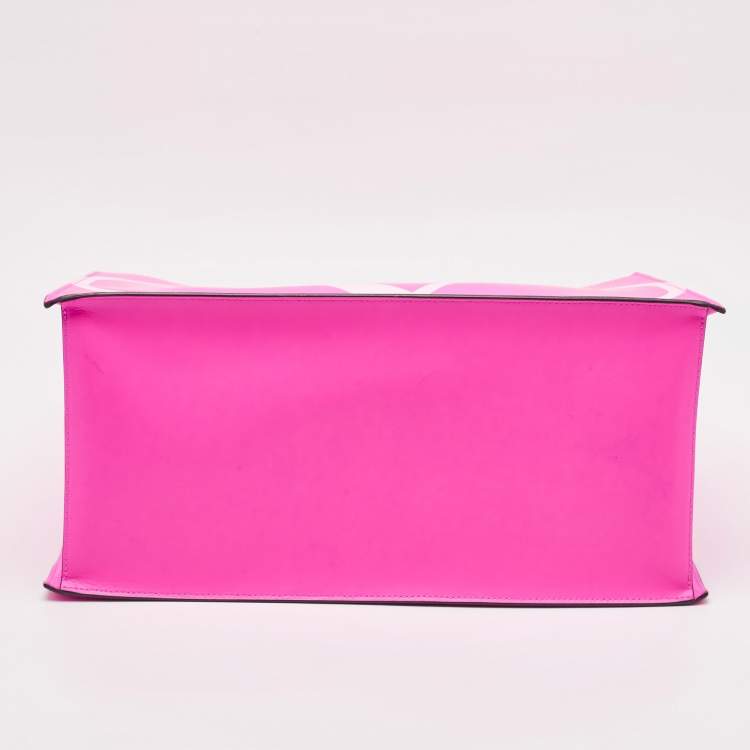 مملوكة مسبقًا Valentino Pink/White Leather VLogo Shopper Tote