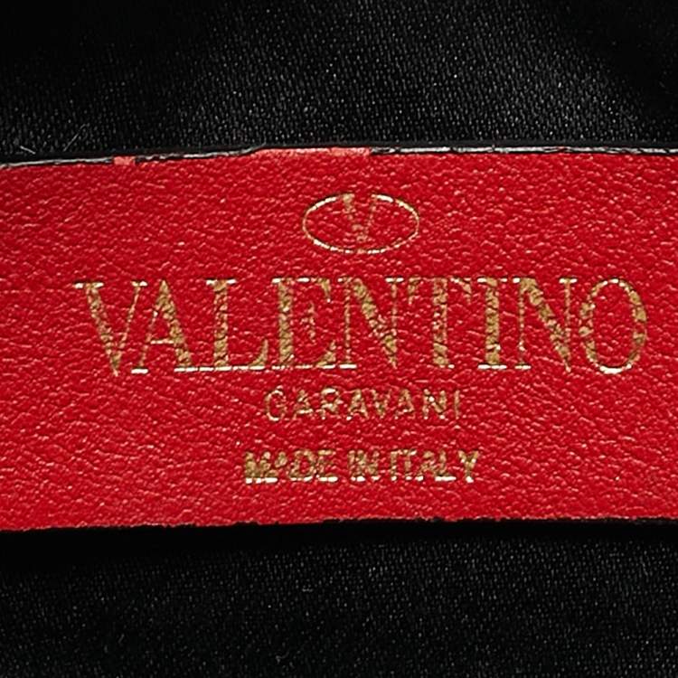 Pre Owned Valentino Black Leather VLogo Round Crossbody Bag