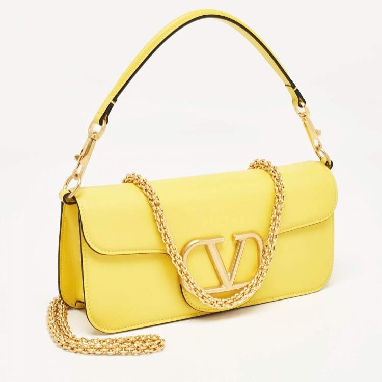 Pre Owned Valentino Yellow Leather Loco Shoulder Bag