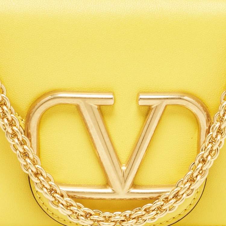 Pre Owned Valentino Yellow Leather Loco Shoulder Bag