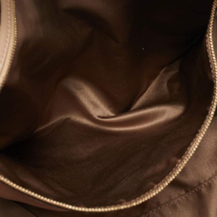 Pre Owned Valentino Beige Leather Sequin Beaded Applique Tote