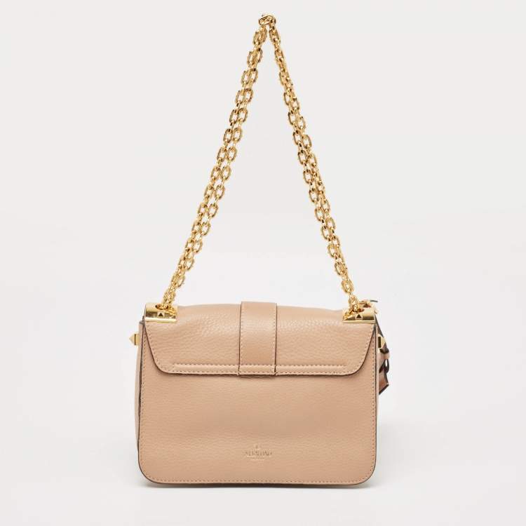 Pre Owned Valentino Beige Leather Medium B-Rockstud Shoulder Bag