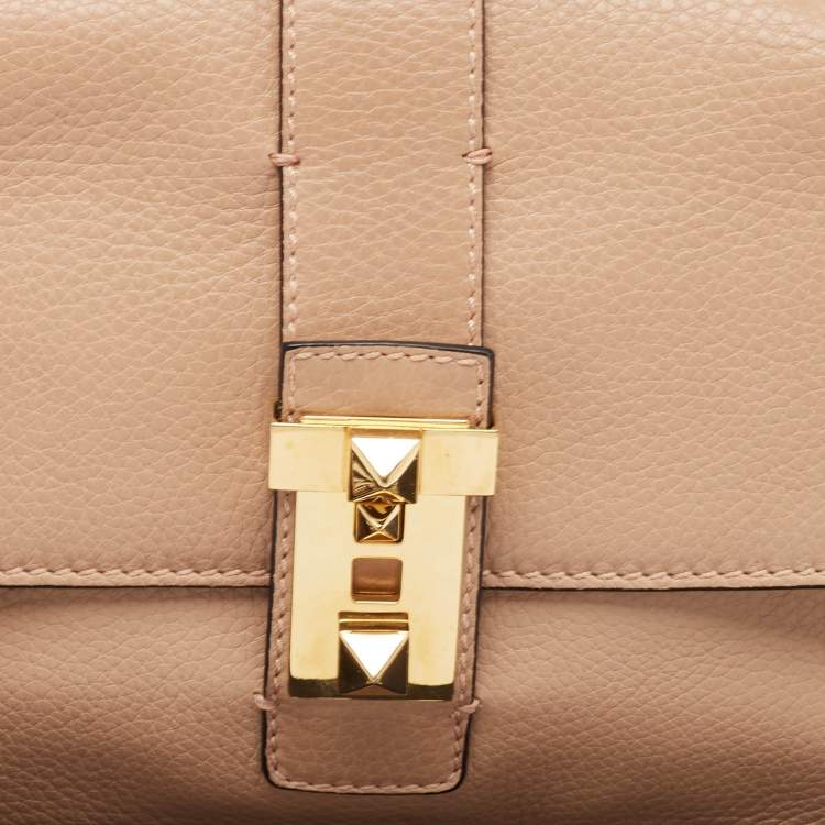 Pre Owned Valentino Beige Leather Medium B-Rockstud Shoulder Bag