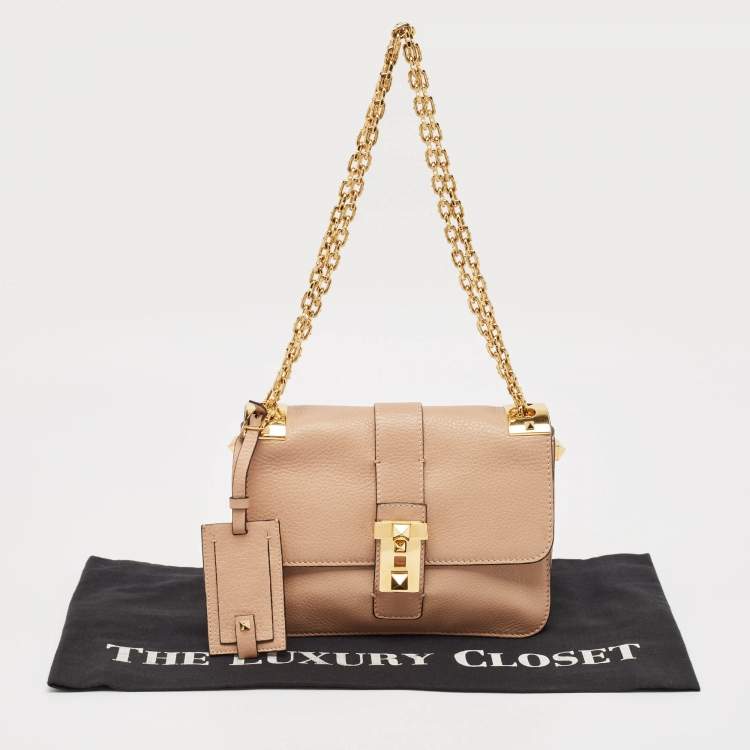 Pre Owned Valentino Beige Leather Medium B-Rockstud Shoulder Bag