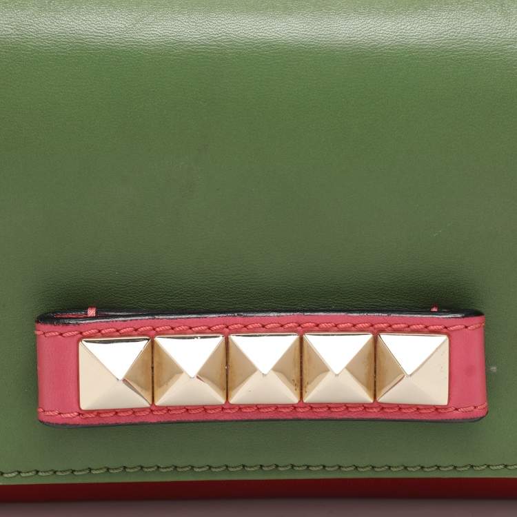 Pre Owned Valentino Multicolor Leather Rockstud Va Va Voom Chain Clutch