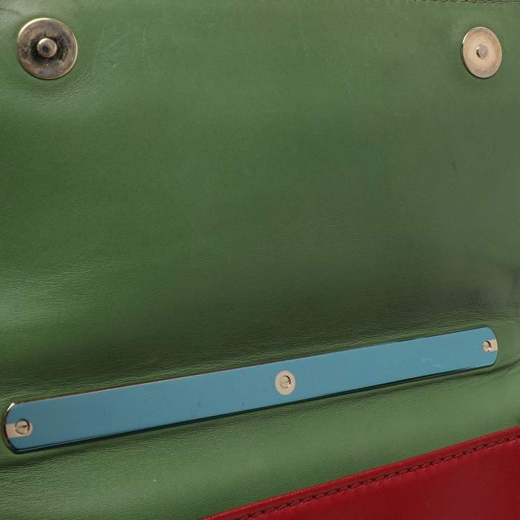 Pre Owned Valentino Multicolor Leather Rockstud Va Va Voom Chain Clutch