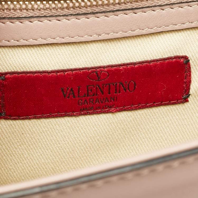 Pre Owned Valentino Beige Leather Small Rockstud Glam Lock Flap Bag