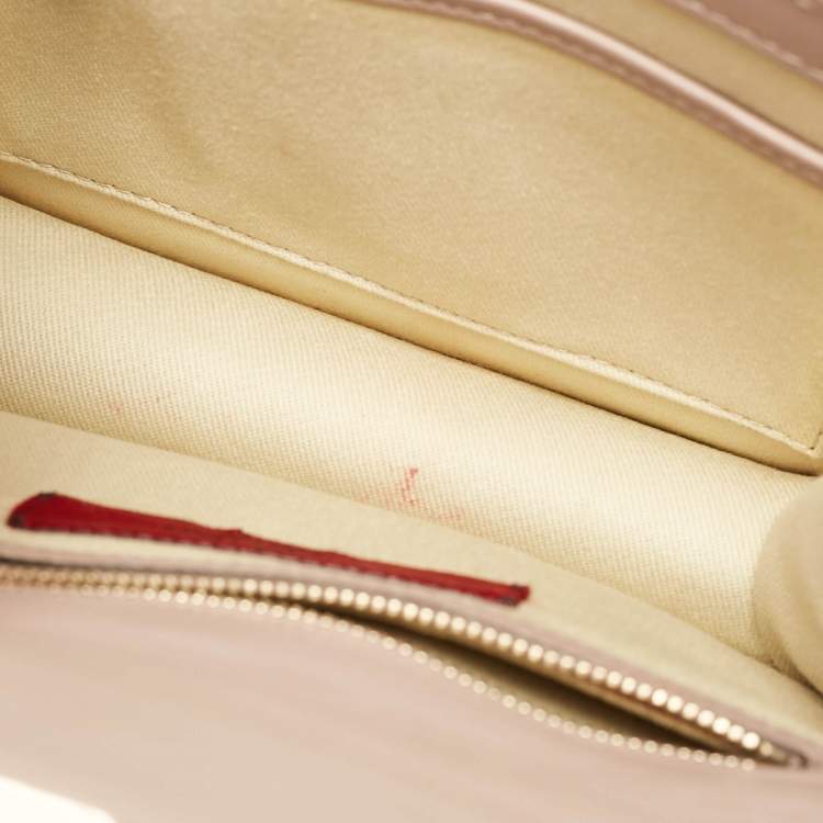 Pre Owned Valentino Beige Leather Small Rockstud Glam Lock Flap Bag